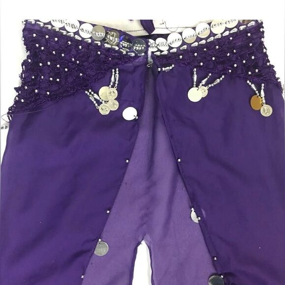 Belly Dancer Girls Toddler 2PC Purple Costume & Silver Dangles SMALL - Picture 2 of 5